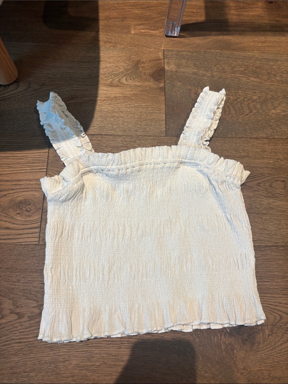 ASTR The Label Women’s Ruffle Strap Smocked Tank Top - White